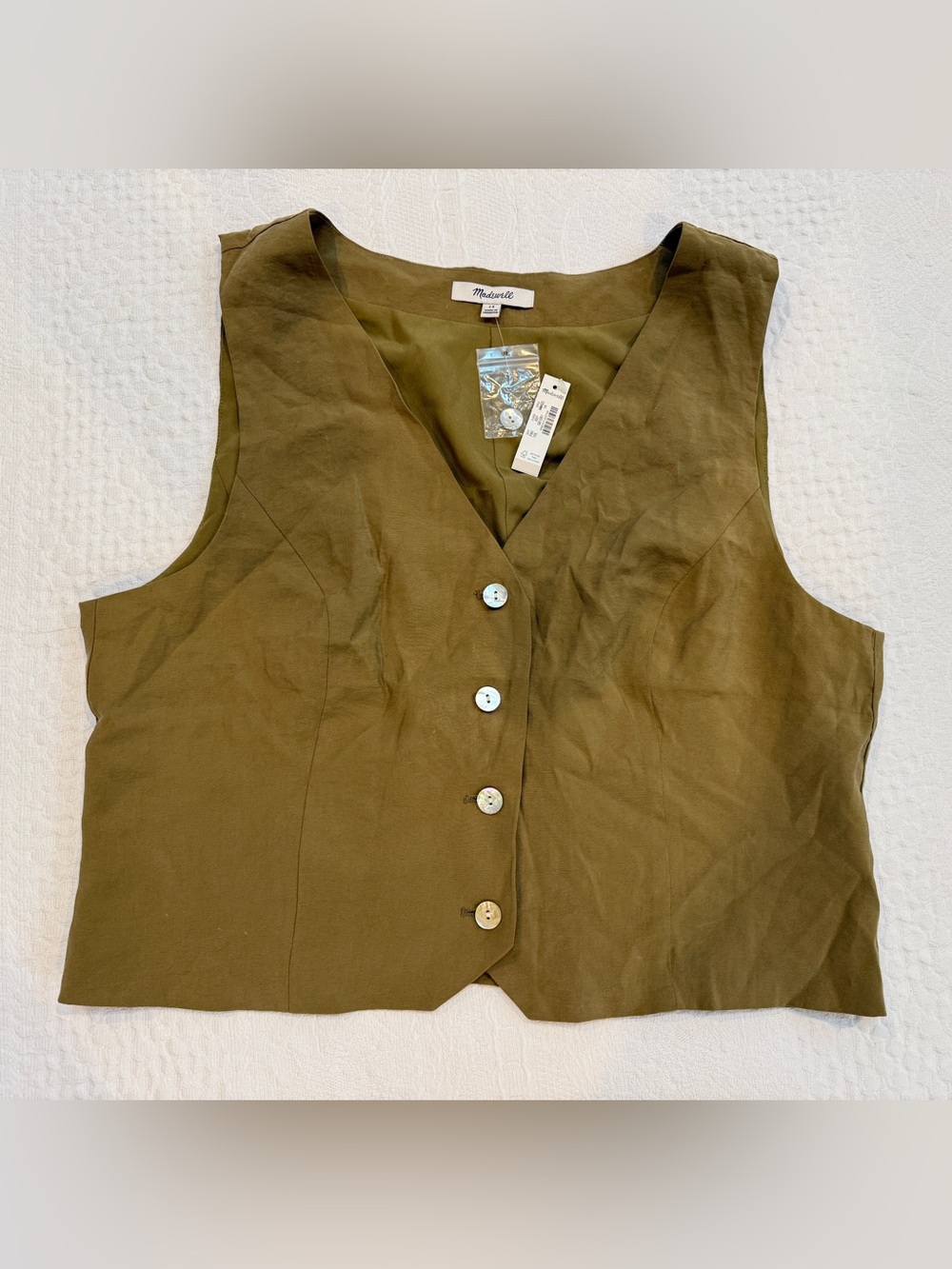 NWT Madewell Olive Green Cropped Vest Top Women’s Size 14